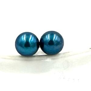 HONORA Pearl Studs Earrings Sterling Silver Blue 9mm NWOT